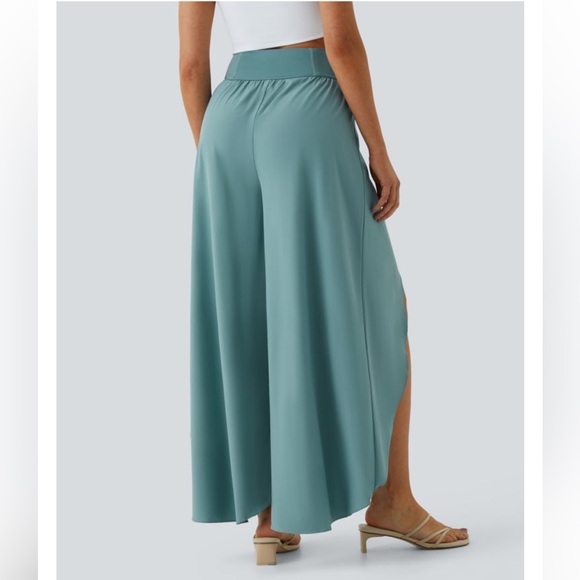 Halara Breezeful™ High Waisted Palazzo Split Wide Leg Pant stone Blue XS NWT - Picture 4 of 8
